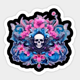 Skull and flowers Sticker